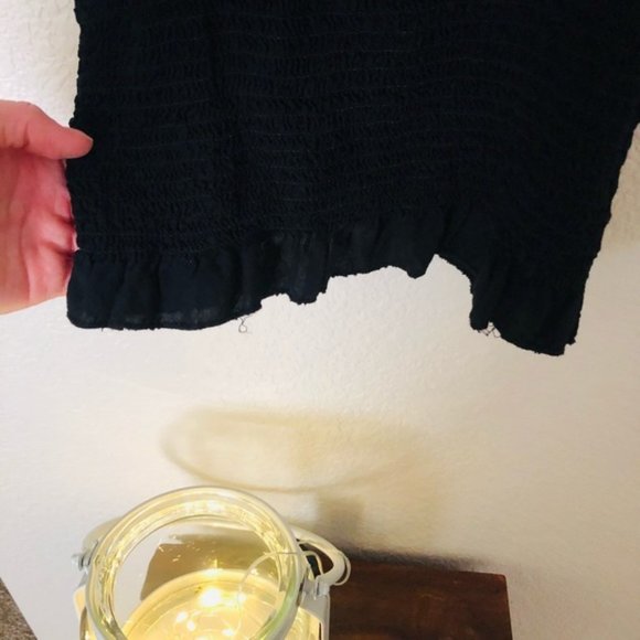 3/$20 Black Smocked Crop Top - Picture 3 of 4